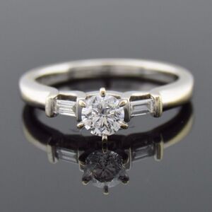 Estate .49ct Diamond Solitaire Engagement Ring 14k White Gold 'F' Color Diamond
